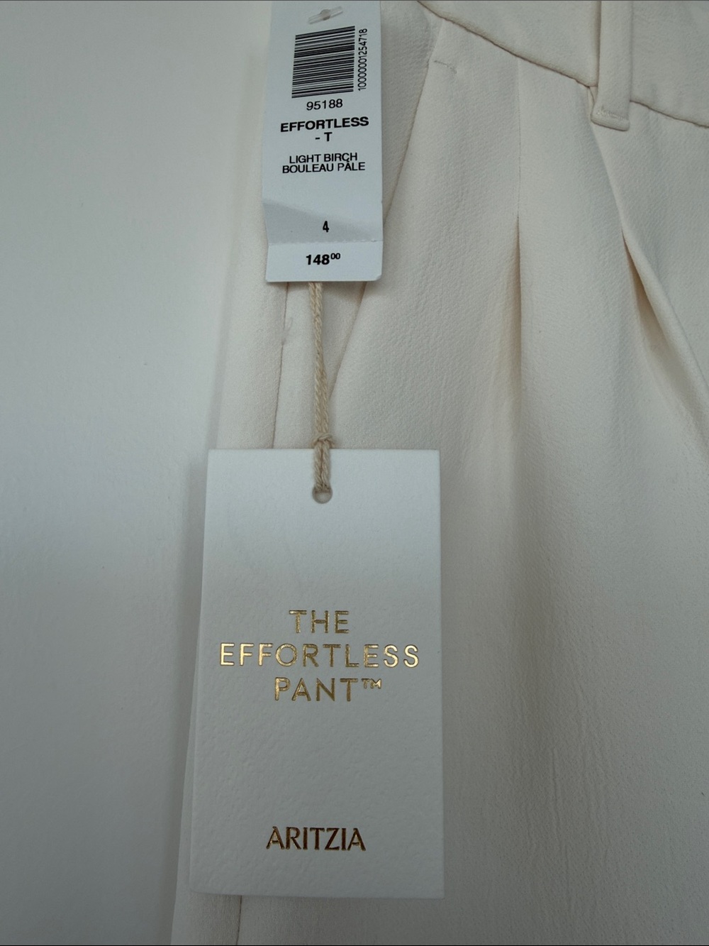 NWT Aritzia The Effortless Pant Light Birch Size 4 Tall - Picture 2 of 12